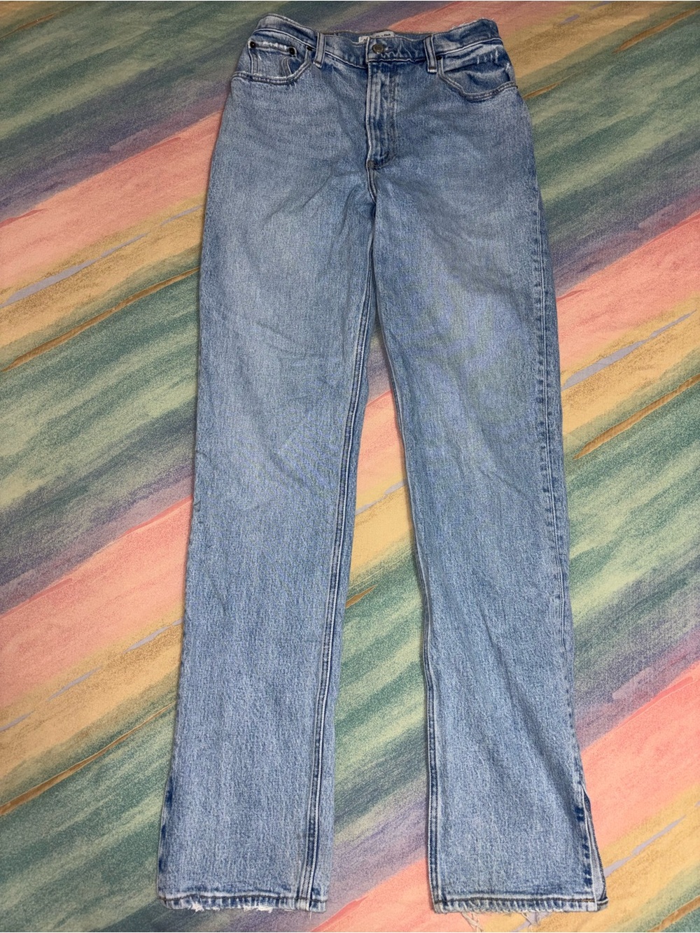 Abercrombie & Fitch the 90s Slim Straight Jeans Curve Love 28/6 Light Wash